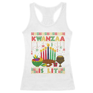 African American Kwanzaa Is Lit Racerback Tank Top TS09 White Print Your Wear