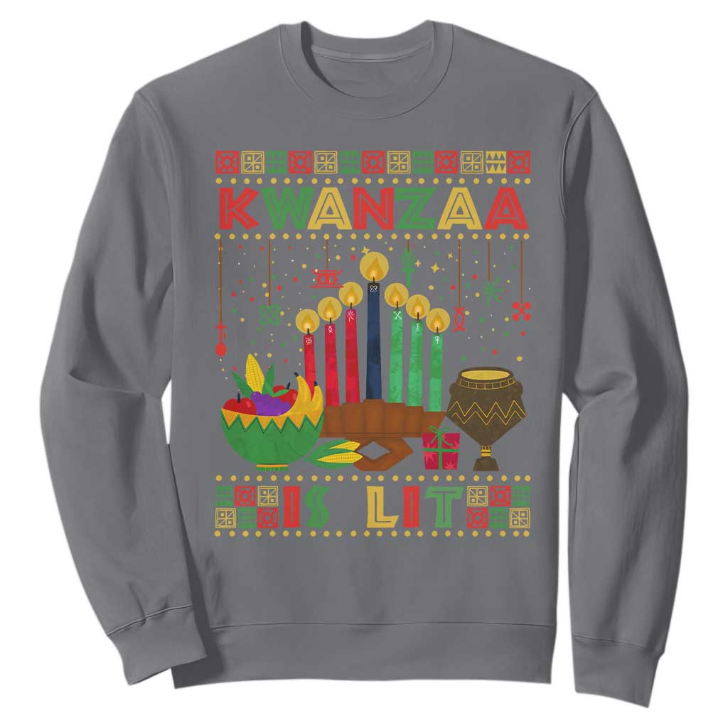African American Kwanzaa Is Lit Sweatshirt TS09 Charcoal Print Your Wear