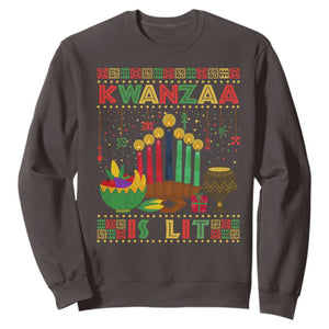 African American Kwanzaa Is Lit Sweatshirt TS09 Dark Chocolate Print Your Wear