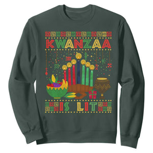 African American Kwanzaa Is Lit Sweatshirt TS09 Dark Forest Green Print Your Wear