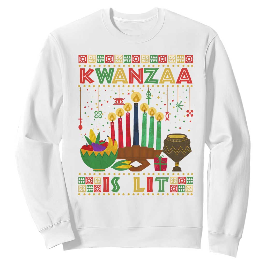 African American Kwanzaa Is Lit Sweatshirt TS09 White Print Your Wear