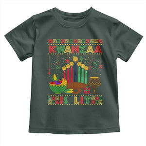 African American Kwanzaa Is Lit Toddler T Shirt TS09 Dark Forest Green Print Your Wear