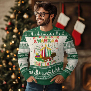 African American Kwanzaa Is Lit Ugly Christmas Sweater TS09 Green Print Your Wear