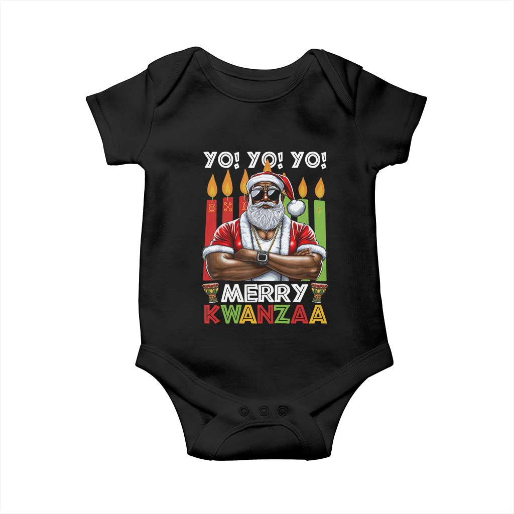 Merry Kwanzaa Baby Onesie African American Santa Black Christmas TS09 Black Print Your Wear