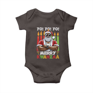 Merry Kwanzaa Baby Onesie African American Santa Black Christmas TS09 Dark Chocolate Print Your Wear