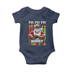 Merry Kwanzaa Baby Onesie African American Santa Black Christmas TS09 Navy Print Your Wear