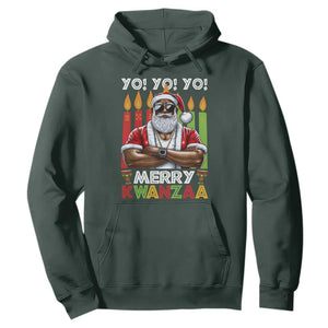 Merry Kwanzaa Hoodie African American Santa Black Christmas TS09 Dark Forest Green Print Your Wear