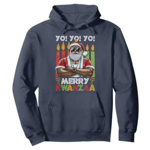 Merry Kwanzaa Hoodie African American Santa Black Christmas TS09 Navy Print Your Wear