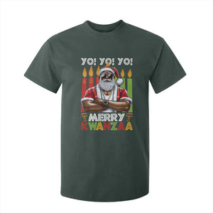 Merry Kwanzaa T Shirt For Kid African American Santa Black Christmas TS09 Dark Forest Green Print Your Wear