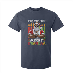 Merry Kwanzaa T Shirt For Kid African American Santa Black Christmas TS09 Navy Print Your Wear