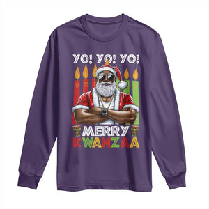 Merry Kwanzaa Long Sleeve Shirt African American Santa Black Christmas TS09 Purple Print Your Wear