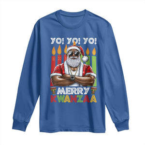 Merry Kwanzaa Long Sleeve Shirt African American Santa Black Christmas TS09 Royal Blue Print Your Wear