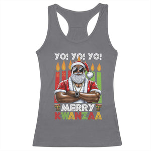 Merry Kwanzaa Racerback Tank Top African American Santa Black Christmas TS09 Charcoal Print Your Wear