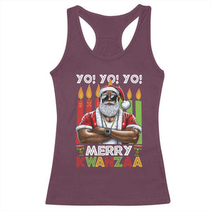 Merry Kwanzaa Racerback Tank Top African American Santa Black Christmas TS09 Maroon Print Your Wear