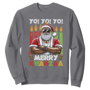 Merry Kwanzaa Sweatshirt African American Santa Black Christmas TS09 Charcoal Print Your Wear