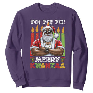 Merry Kwanzaa Sweatshirt African American Santa Black Christmas TS09 Purple Print Your Wear