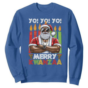 Merry Kwanzaa Sweatshirt African American Santa Black Christmas TS09 Royal Blue Print Your Wear