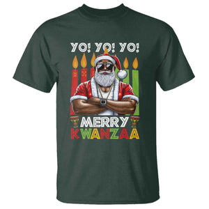 Merry Kwanzaa T Shirt African American Santa Black Christmas TS09 Dark Forest Green Print Your Wear