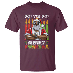 Merry Kwanzaa T Shirt African American Santa Black Christmas TS09 Maroon Print Your Wear