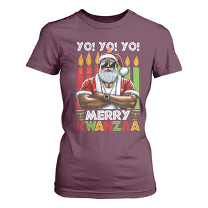 Merry Kwanzaa T Shirt For Women African American Santa Black Christmas TS09 Maroon Print Your Wear