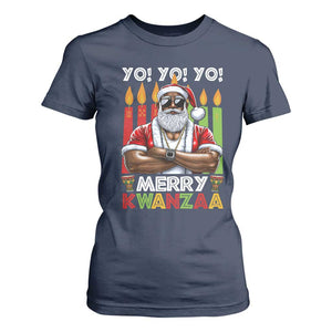 Merry Kwanzaa T Shirt For Women African American Santa Black Christmas TS09 Navy Print Your Wear