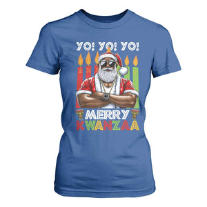 Merry Kwanzaa T Shirt For Women African American Santa Black Christmas TS09 Royal Blue Print Your Wear