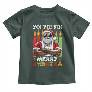 Merry Kwanzaa Toddler T Shirt African American Santa Black Christmas TS09 Dark Forest Green Print Your Wear