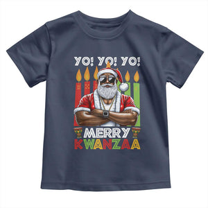 Merry Kwanzaa Toddler T Shirt African American Santa Black Christmas TS09 Navy Print Your Wear