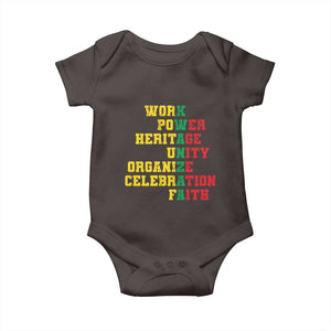 Kwanzaa Baby Onesie Work Power Heritage Unity Organize Celebration Faith TS09 Dark Chocolate Print Your Wear