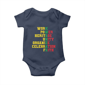 Kwanzaa Baby Onesie Work Power Heritage Unity Organize Celebration Faith TS09 Navy Print Your Wear