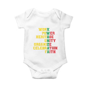 Kwanzaa Baby Onesie Work Power Heritage Unity Organize Celebration Faith TS09 White Print Your Wear