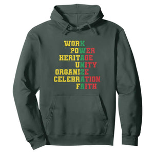 Kwanzaa Hoodie Work Power Heritage Unity Organize Celebration Faith TS09 Dark Forest Green Print Your Wear