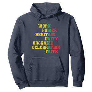 Kwanzaa Hoodie Work Power Heritage Unity Organize Celebration Faith TS09 Navy Print Your Wear