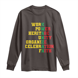 Kwanzaa Long Sleeve Shirt Work Power Heritage Unity Organize Celebration Faith TS09 Dark Chocolate Print Your Wear