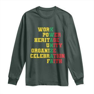 Kwanzaa Long Sleeve Shirt Work Power Heritage Unity Organize Celebration Faith TS09 Dark Forest Green Print Your Wear