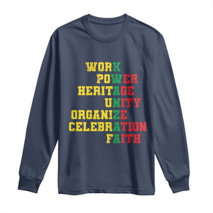 Kwanzaa Long Sleeve Shirt Work Power Heritage Unity Organize Celebration Faith TS09 Navy Print Your Wear