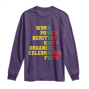 Kwanzaa Long Sleeve Shirt Work Power Heritage Unity Organize Celebration Faith TS09 Purple Print Your Wear