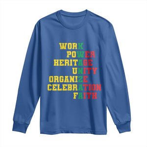 Kwanzaa Long Sleeve Shirt Work Power Heritage Unity Organize Celebration Faith TS09 Royal Blue Print Your Wear