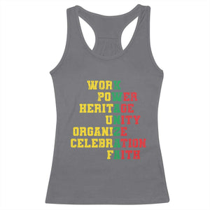 Kwanzaa Racerback Tank Top Work Power Heritage Unity Organize Celebration Faith TS09 Charcoal Print Your Wear