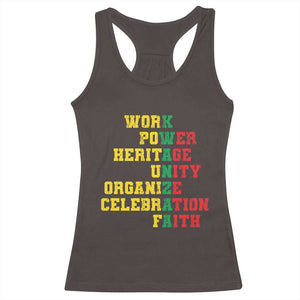 Kwanzaa Racerback Tank Top Work Power Heritage Unity Organize Celebration Faith TS09 Dark Chocolate Print Your Wear