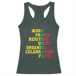 Kwanzaa Racerback Tank Top Work Power Heritage Unity Organize Celebration Faith TS09 Dark Forest Green Print Your Wear