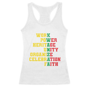 Kwanzaa Racerback Tank Top Work Power Heritage Unity Organize Celebration Faith TS09 White Print Your Wear