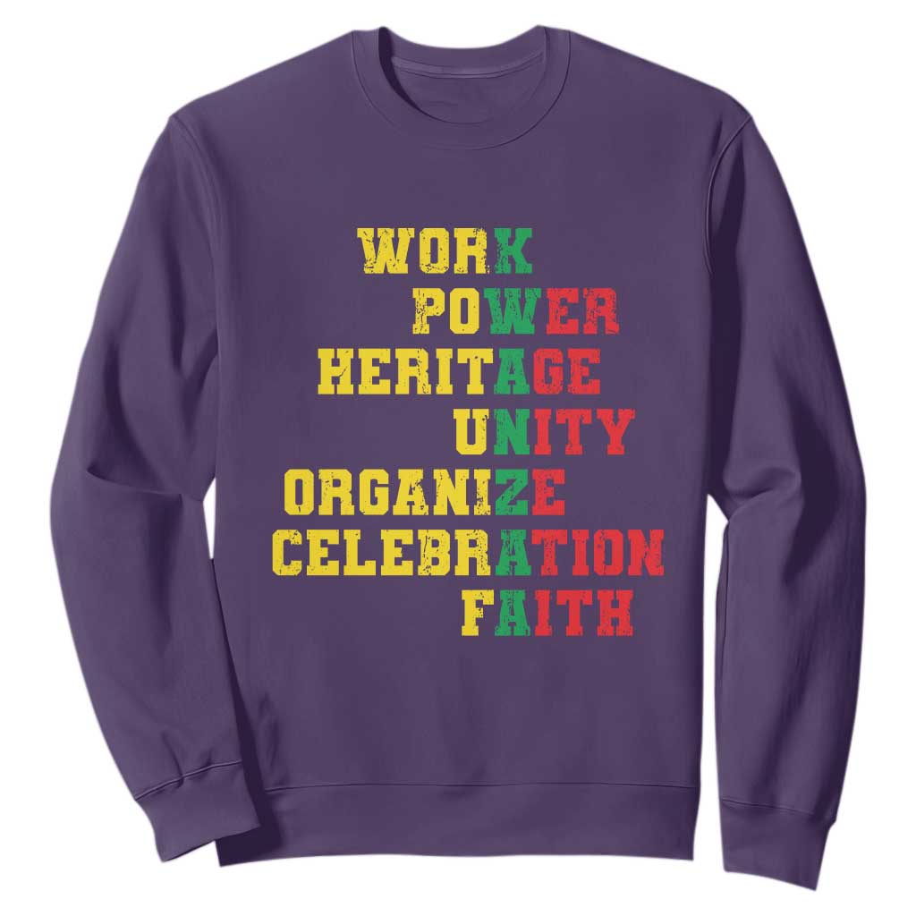 Kwanzaa Sweatshirt Work Power Heritage Unity Organize Celebration Faith TS09 Purple Print Your Wear
