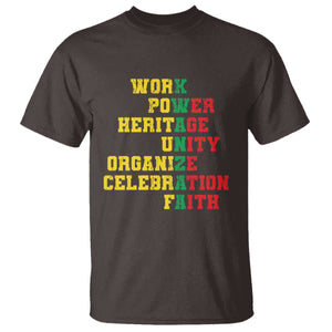 Kwanzaa T Shirt Work Power Heritage Unity Organize Celebration Faith TS09 Dark Chocolate Print Your Wear