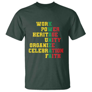 Kwanzaa T Shirt Work Power Heritage Unity Organize Celebration Faith TS09 Dark Forest Green Print Your Wear