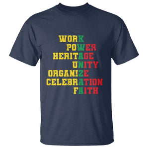 Kwanzaa T Shirt Work Power Heritage Unity Organize Celebration Faith TS09 Navy Print Your Wear