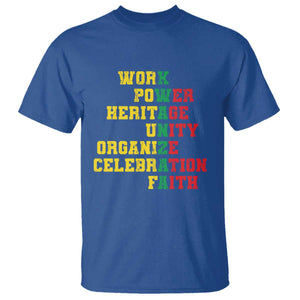 Kwanzaa T Shirt Work Power Heritage Unity Organize Celebration Faith TS09 Royal Blue Print Your Wear