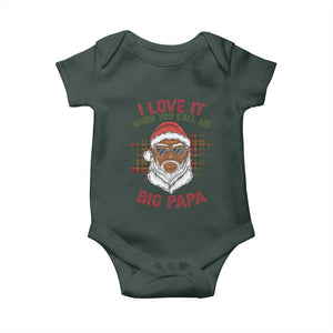 African American Santa Kwanzaa Baby Onesie I Love It When You Call Me Big Papa TS09 Dark Forest Green Print Your Wear