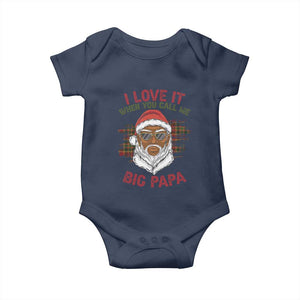 African American Santa Kwanzaa Baby Onesie I Love It When You Call Me Big Papa TS09 Navy Print Your Wear