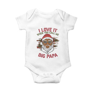 African American Santa Kwanzaa Baby Onesie I Love It When You Call Me Big Papa TS09 White Print Your Wear